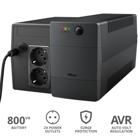 UPS Trust Paxxon 800VA UPS with 2 standard wall power outlets 23503timbru verde 11 lei)