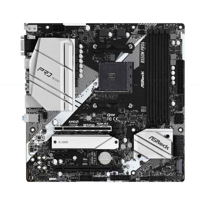 PLACA de BAZA Asrock B550M PRO4- skt AM4- mATX- AMD B550- 4 x DDR4- max 128 GB- 6 x SATA- 2 x M2- 71- B550M PRO4