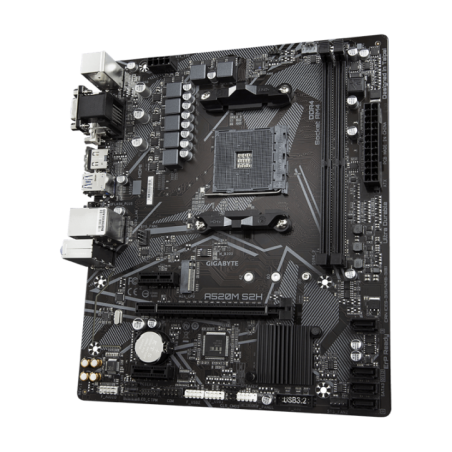 PLACA de BAZA Gigabyte A520M S2H- skt AM4- mATX- AMD A520- 2 x DDR4- max 64 GB- 4 x SATA- 1 x M2- 71- A520M S2H
