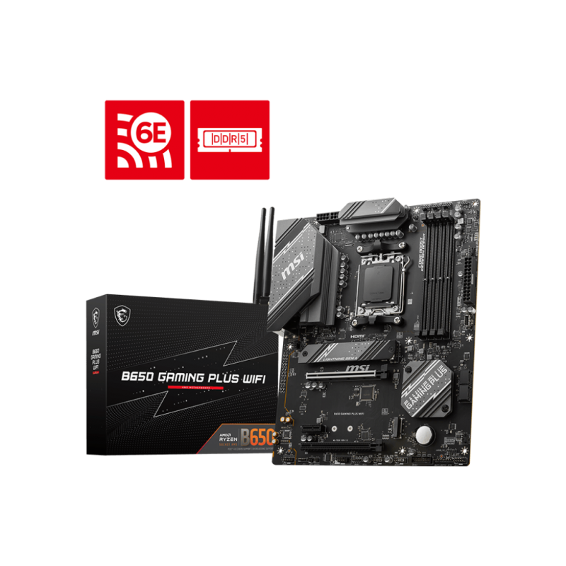 MSI Main Board Desktop B650 Gaming Plus WIFI-AM5-4xDDR5-HDMI-DP-2xPCI-Ex16- 1x PCI-Ex1-3xM2-4xSATA- 4xUSB 20- 4x USB 32 Gen1-A-3