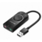 PLACA de sunet Ugreen- CM129 convertor stereo USB(T) la 2xJack 35 sound si 1x35 mic- ctr vol si buton mute sound si mic- cablu 1