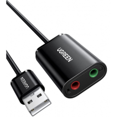 PLACA de SUNET Ugreen- US205 extern- interfata USB 20- conectori 2 x jack 35 mm- negru 30724 timbru verde 018 lei) - 69573038372