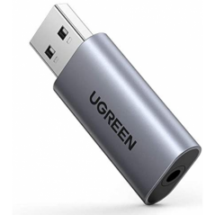 PLACA de SUNET Ugreen CM383 extern- interfata USB 20T) la 35 mm jackM)- gri 80864timbru verde 008 lei) - 6957303888641