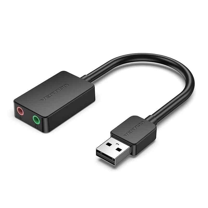 PLACI de SUNET Vention 2-port USB External Sound Card 015M Black- CDYB0timbru verde 008 lei)
