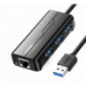 ADAPTOR RETEA Ugreen- 20265 extern- USB 30T) la port Gigabit RJ-45- porturi USB: USB 30 x 3- LED- negru 20265timbru verde 018 le