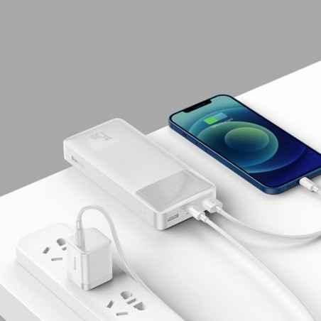 POWER BANK Baseus Bipow- 20000mAh- 15W- 2 x USB, 1 x USB Type-C- digital display pt status baterie- total 3A- alb- PPBD050102tim