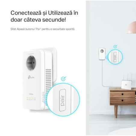 KIT Amplificator Powerline TP-Link 1300Mbps- 3 x Gigabit LAN- 1 x Sucko- Dual Band AC1200- TL-WPA8631P KITtimbru verde 2 lei)