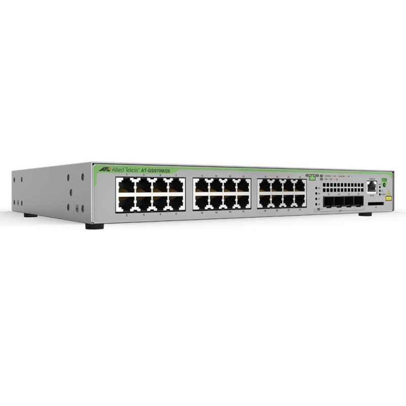 SWITCH Allied Telesis- Gigabit x 24- SFP x 4- managed- rackabil- carcasa metalica- AT-GS970M/28-50timbru verde 2 lei)