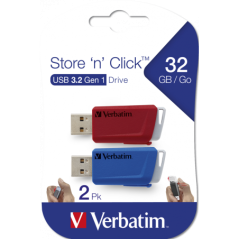 MEMORIE USB VERBATIM StoreNClick 2X32GB USB 30 ROSU/NEGRU 49308TIMBRU VERDE 003 LEI)