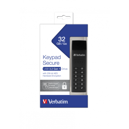 MEMORIE USB KEYPAD VERBATIM 32GB CU ENCRIPTIE AES 256-BIT USB 30- USB A 49427TIMBRU VERDE 003 LEI)