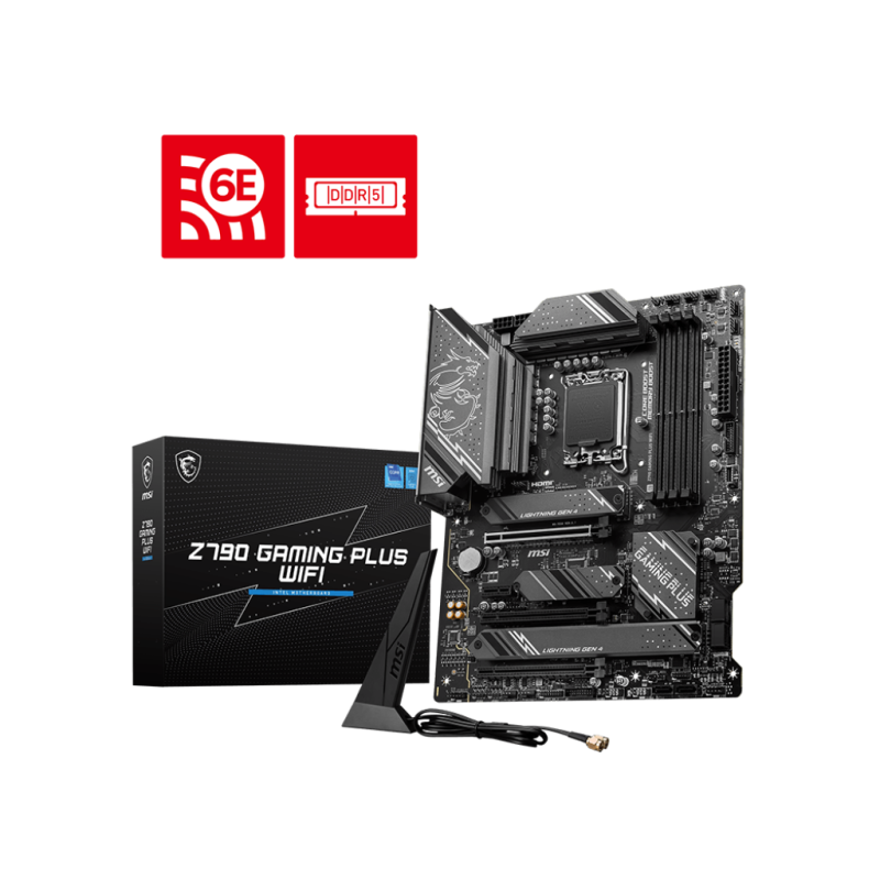 MSI Z790 GAMING PLUS WIFI - LGA 1700- INTEL Z790- 4xDDR5- DDR4 up to 7200(OC)MHz- 30 x16 slot- 4x M2 slots- 1x USB 32 Gen 2Type-