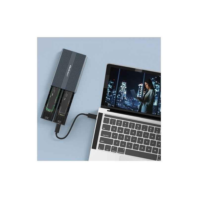 Rack HDD Qoltec M.2 SSD SATA NVMe USB-C (Type C) DUAL 2 x 2TB negru
