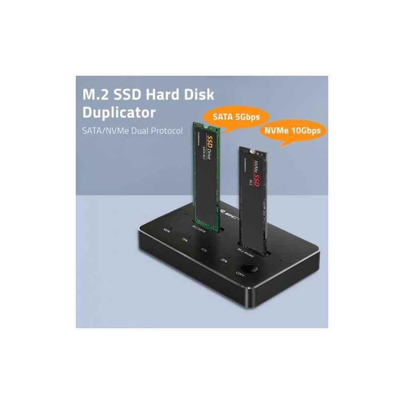 Rack HDD Qoltec M.2 SSD drive docking station NVMe SATA USB-C DUAL 2 x 2TB