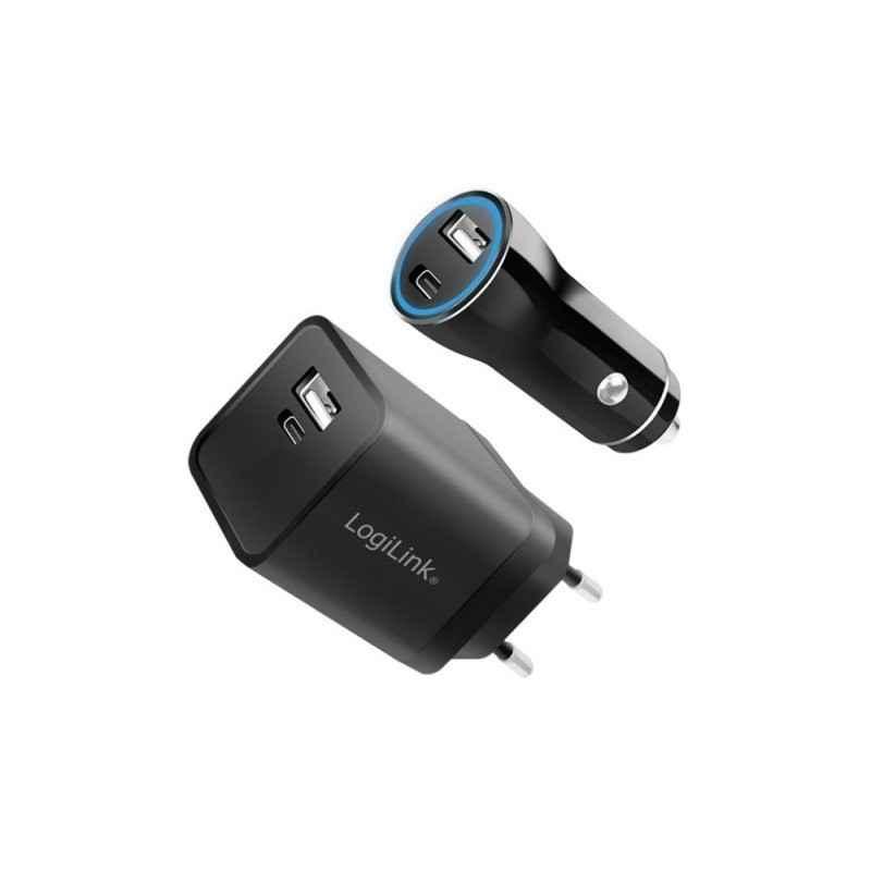 KIT ALIMENTATOR retea 220V Auto LOGILINK- universal- 1 x USB-C / 1 x USB-A retea- maxim 3A/15W- 1 x USB-C / 1 x USB-A auto- max