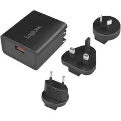 ALIMENTATOR retea 220V LOGILINK- universal- 1 x USB-A- maxim 3A5V)- 18W12V/15A)- adaptor US/AU/UK/EU- suport OCP/OVP/OHP/SCP- ne