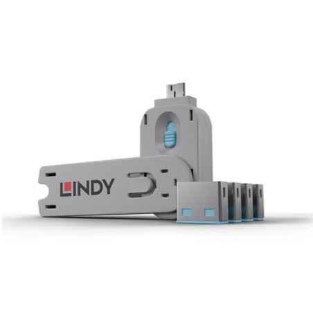 Lindy USB Port Locks 4x BlueKey- LY-40452