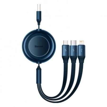CABLU alimentare si date Baseus Bright Mirror 2 One-for-three Retractable-pt smartphone-USB la Micro-USBLightning USB Type-C 35A