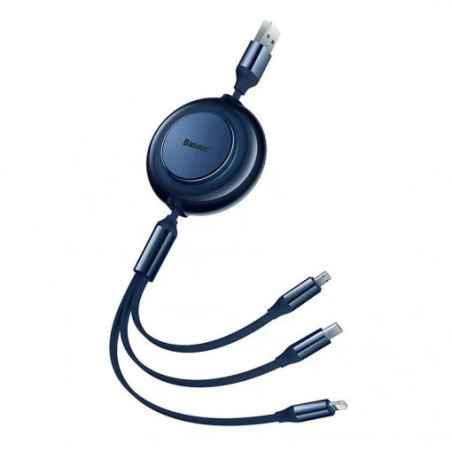 CABLU alimentare si date Baseus Bright Mirror 2 One-for-three Retractable-pt smartphone-USB la Micro-USBLightning USB Type-C 35A