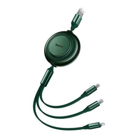 CABLU alimentare si date Baseus Bright Mirror 2 One-for-three Retractable- pt smartphone-USB la Micro-USBLightningUSB Type-C 35A