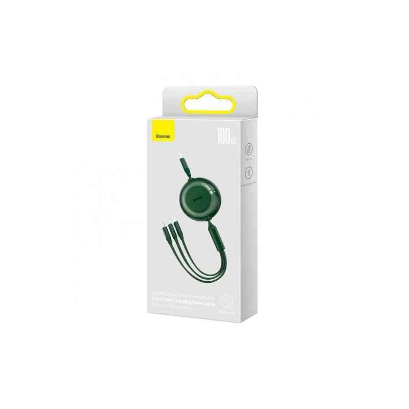 CABLU alimentare si date Baseus Bright Mirror 2 One-for-three Retractable- pt smartphone-USB la Micro-USBLightning USB Type-C 1