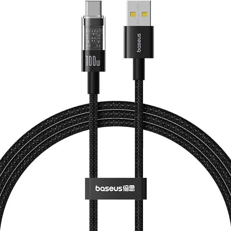 CABLU alimentare si date Baseus Gem- Fast Charging Data Cable pt smartphone- USB la USB Type-C 100W- 2m- negru P10373002111-01ti