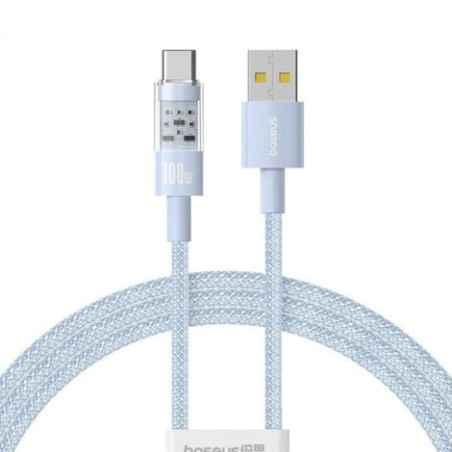 CABLU alimentare si date Baseus Gem- Fast Charging Data Cable pt smartphone- USB la USB Type-C 100W- 2m- albastru P10373002311-0