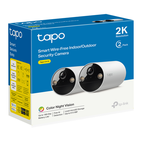 CAMERA IP Exterior cu acumulatori TP-LINK- IP66- dist IR 15 m- tip lentila fixa 315 mm- 3 Mpx rezolutie 2K- RJ-45 wireless- mi