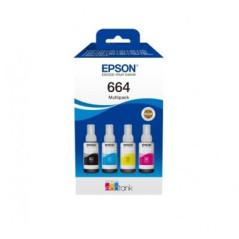 Combo-Pack Original Epson CMYK- 664 Combo- pentru L100-L120--L200-L110-L210-L220-L300-L355-L550-timbru verde 015 lei)- C13T66464