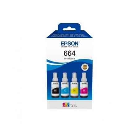 Combo-Pack Original Epson CMYK- 664 Combo- pentru L100-L120--L200-L110-L210-L220-L300-L355-L550-timbru verde 015 lei)- C13T66464