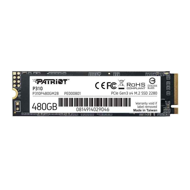 SSD PATRIOT- P310- 480 GB- M2- PCIe Gen30 x4- R/W: 1700/1500 MB/s- P310P480GM28