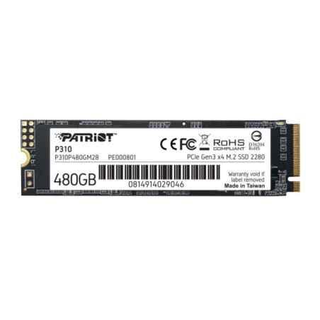 SSD PATRIOT- P310- 480 GB- M2- PCIe Gen30 x4- R/W: 1700/1500 MB/s- P310P480GM28