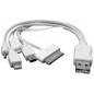 Cablu alimentare USB A tata - comp. iPhone 3/4/5 jack c.c. - micro USB mini USB - 20cm