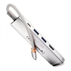 DOCKING Station Baseus Metal Gleam- conectare PC USB Type-C- USB 30 x 3-USB Type C x 1 de 5V- RJ-45 Gigabit x 1- LED- gri B00052