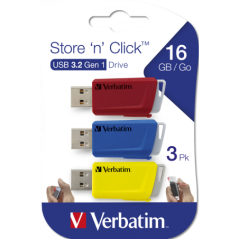 MEMORIE USB VERBATIM StoreNClick 3X16GB USB 30 ROSU/NEGRU/GALBEN 49306TIMBRU VERDE 003 LEI)