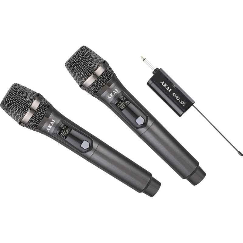 Set 2 microfoane wireless Akai- tip cardioid cu transmisie audio digitala- 10mW- cod de identificare digital de 16 biti tehnolog