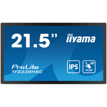 IIYAMA 21-5 Bonded PCAP Bezel Free 10P Touch with Anti-Fingerprint coating- 1920x1080- IPS panel- DP- HDMI- 525cd/m2with touch)-