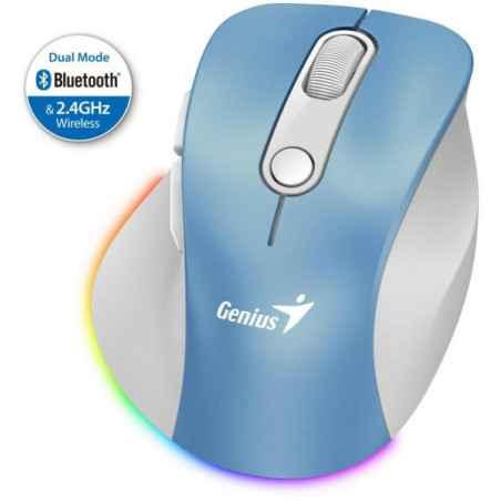 MOUSE Genius- Ergo 9000S- PC sau NB- wireless- BT24GHz- optic- 2400 dpi- butoane/scroll 6/1- - albastru- 31030039401timbru verd