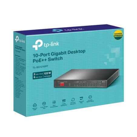 SWITCH PoE TP-LINK- 10 porturi Gigabit2-Port PoE si 6 PoE)- IEEE 8023af/at/bt- buget PoE 123W maxim- carcasa metalica TL-SG1210P