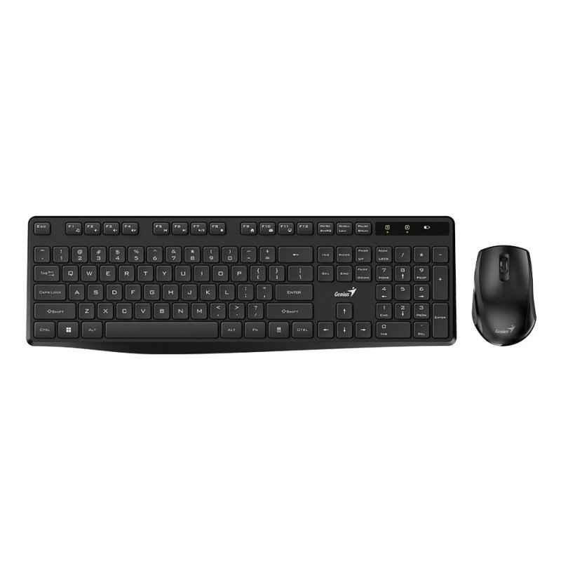 KIT wireless GENIUS- tastatura wireless 104 tasteslim) mouse wireless 1200dpi- 3 butoane- 11 taste functii multimedia- black- K