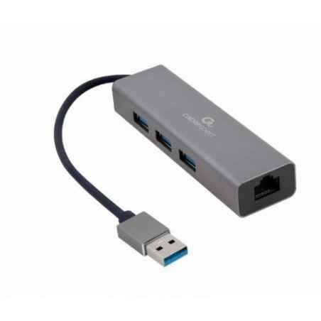 ADAPTOR RETEA GEMBIRD - extern- USB 30- port RJ-45- 1000 Mbps- cu HUB 3 x 30 USB-A- silver- A-AMU3-LAN-01timbru verde 018 lei)