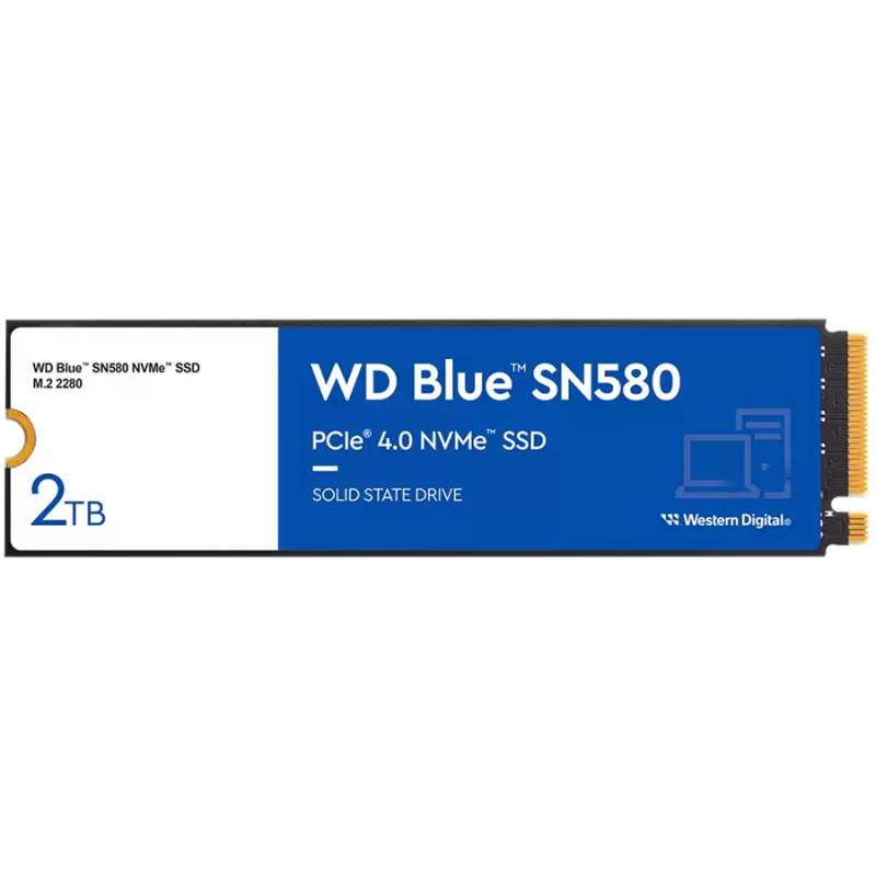 SSD WD Blue SN580 2TB M2 2280 PCIe Gen4 x4 NVMe TLC- Read/Write: 4150/4150 MBps- IOPS 600K/750K- TBW: 900 WDS200T3B0E-00CHF0