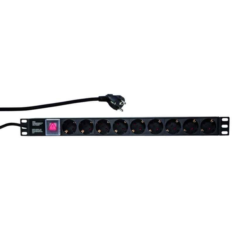 PDU LOGILINK 1U pt rack 19 inch- 9 prize Schuko- intrare Schuko- max 16 A- on/off- 2 m- PDU9C02timbru verde 08 lei)