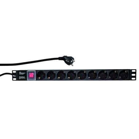 PDU LOGILINK 1U pt rack 19 inch- 9 prize Schuko- intrare Schuko- max 16 A- on/off- 2 m- PDU9C02timbru verde 08 lei)