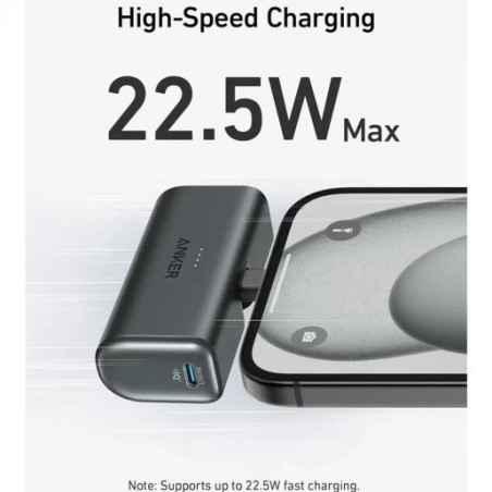 POWER BANK Anker Nano 5000 mAh- 225W PD si Power IQ 30- 1 x USB- 1 x USB-C pliabil- ActiveShield 20- 99g- negru- A1653H11timbru