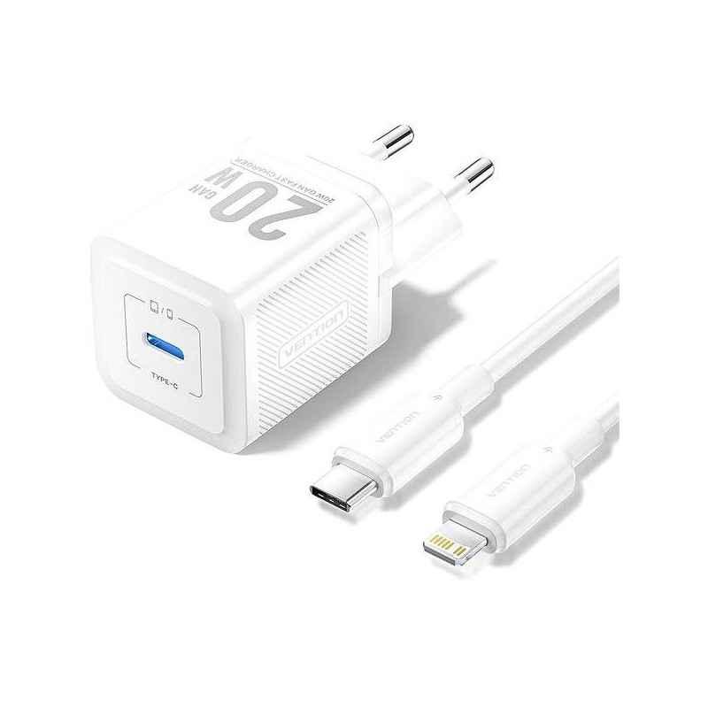 Incarcator retea Vention- - 20W- PD 20W- 1 x USB-C- cablu USB-C - Lightning inclus- alb- TZ-FEPW0-EU-02timbru verde 018 lei) - 6