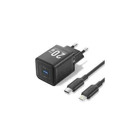 Incarcator retea Vention- - 20W- PD 20W- 1 x USB-C- cablu USB-C - Lightning inclus- negru- TZ-FEPB0-EU-02timbru verde 018 lei) -