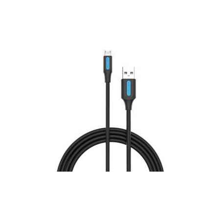 Cablu alimentare si date Vention- USB 20T) la micro USBT)- 3m rata transfer 480 Mbps- invelis PVC- negru- COLBItimbru verde 018