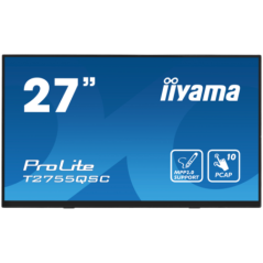 IIYAMA Monitor LED T2755QSC-B1 27 Optical Bonded PCAP 10pt IPS Edge to edge glass 2560 x 1440 @75Hz 400 cd/m2 HDMI DP USB Hub T