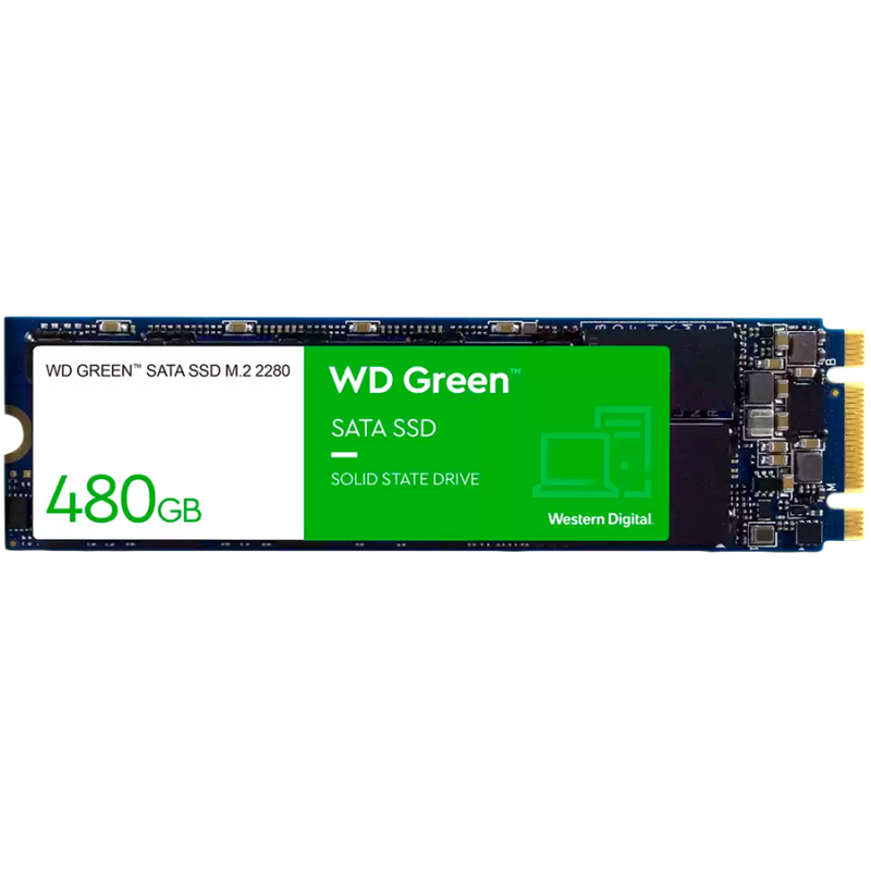 SSD WD Green 480GB SATA- M2 2280- Read: 545 MBps WDS480G3G0B-00BJF0