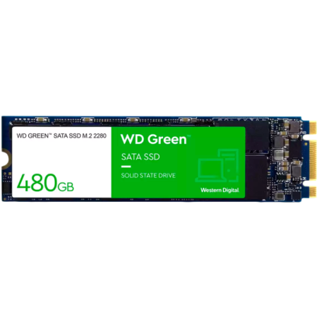 SSD WD Green 480GB SATA- M2 2280- Read: 545 MBps WDS480G3G0B-00BJF0
